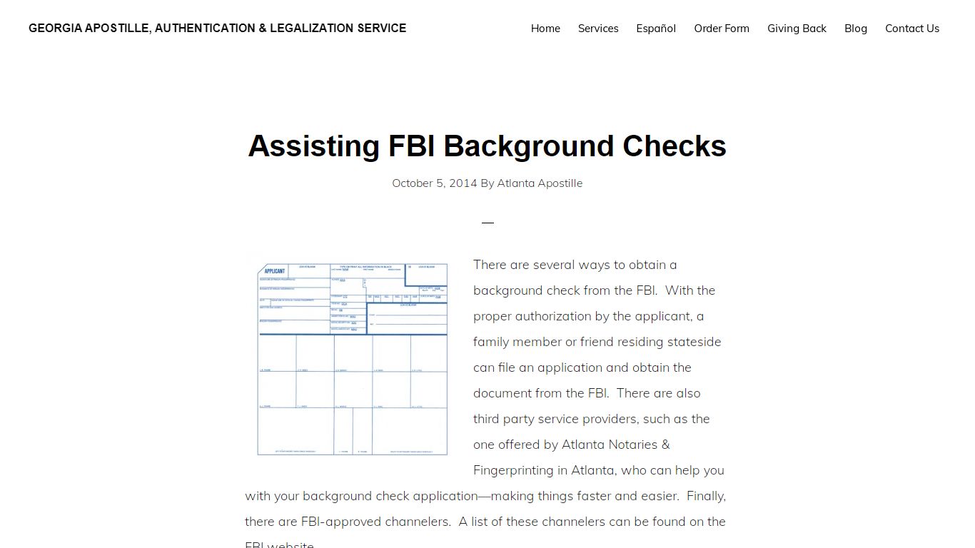 Assisting FBI Background Checks | Georgia Apostille, Authentication ...